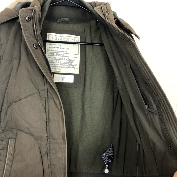 Sud Express Down Bomber Jacket Fur Hood Sz S - Picture 11 of 16